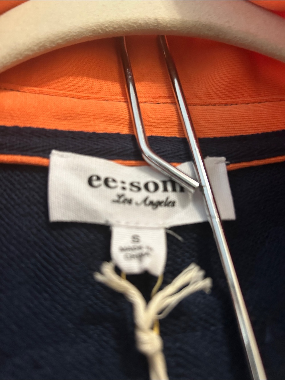 Eesome oversized Navy & Orange Contrast Polo Sweatshirt - Picture 3 of 6